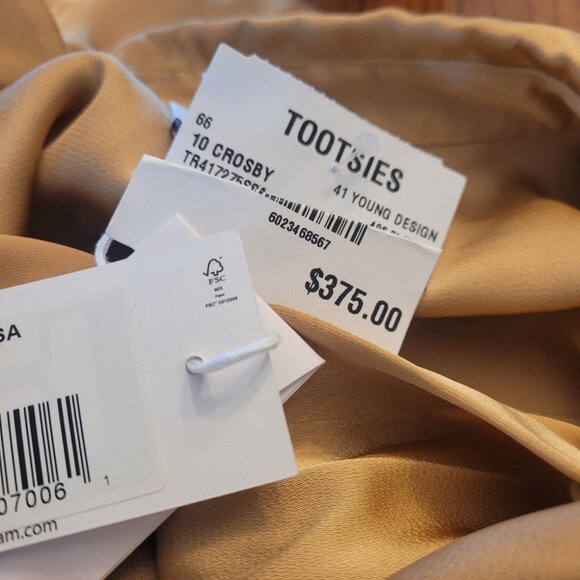 NEW DEREK LAM 10 Crosby Womens Selma Satin Button Blouse Size S Fawn Gold - Picture 8 of 8